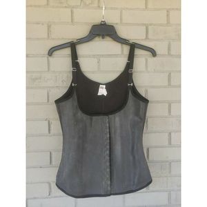 Ann Chery Size 40 Trainer Corset Gym Cincher Latex Hooks Black